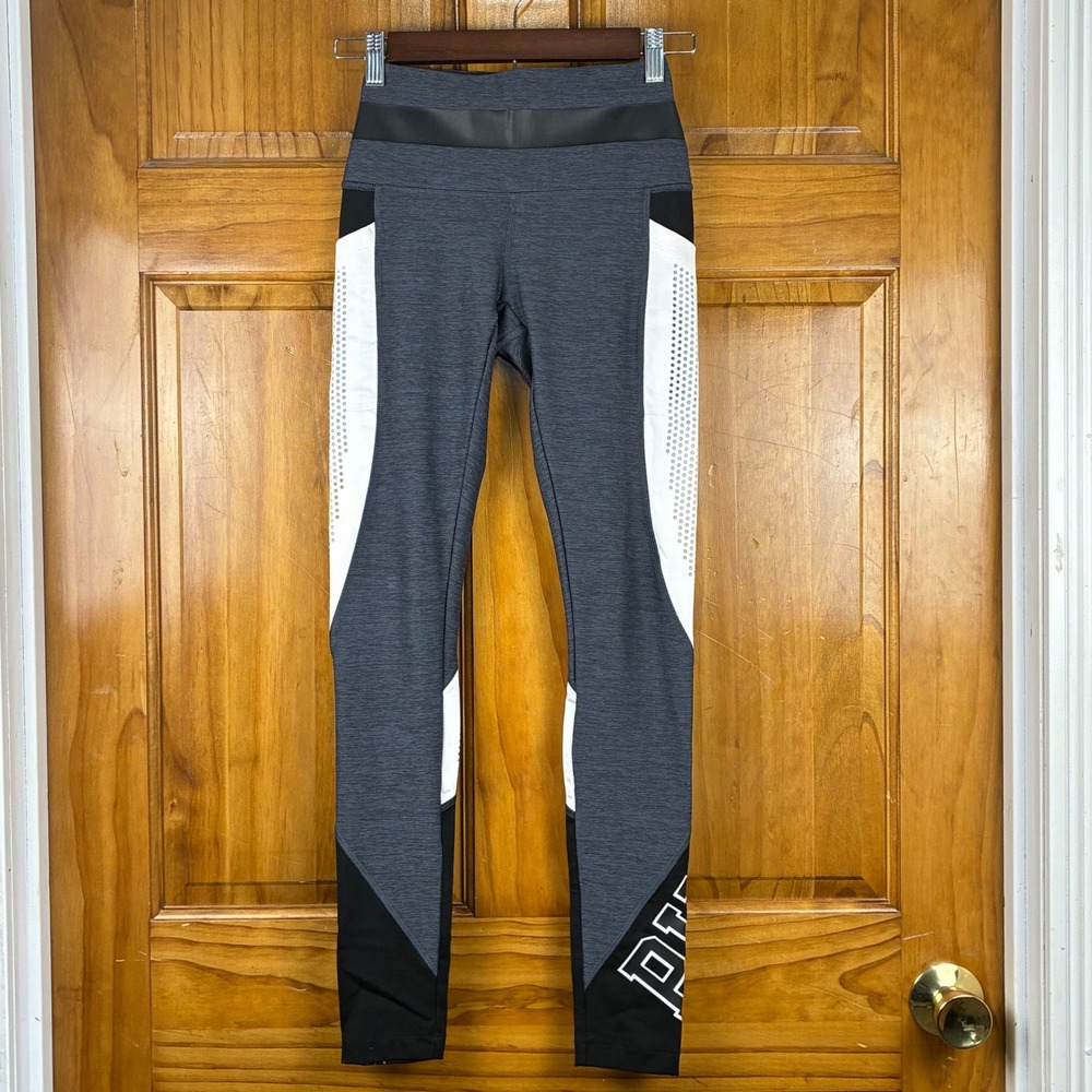 PINK Victorias Secret Ultimate Leggings XS Heathered Gray Mesh Pockets Logo